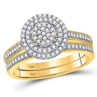 10k žuto zlato okruglo Diamond Cluster Bridal Wedding Ring Set CTTW