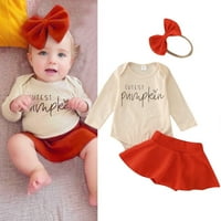 Odjeća za djevojčice za dijete Outfit s dugim rukavima Pismo otisci Romper Bodysuit ruffles suknje za 6-mjeseci