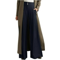 Meitianfacai ponude Jesen odjeću za žene Ženska modna casual pune labave hlače Čvrsto visoke pantalone za struk Duge ravne hlače za žene za žene