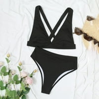 Žene kupaće kostimi Moda Soild Print High Squik Podignite dva kupaća kostima na plaži Bikini kupaći