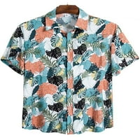 Muške havajske sitnice Redovna fit kratki rukav casual topls rever gumb dole ljetne plažne majice