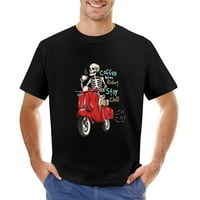 Kostur jahanje skuter ljubavnik za kavu TEE Funny Skeleton ilustracija majica