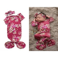 Sunitorska dijete novorođene bebe cvjetne spavaće vrećice za spavanje s poklopcem za glavu 0-6m