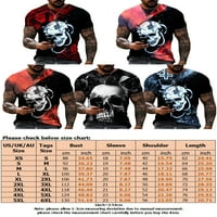 Niuer Muškarac Loot Fit Skull Print Basic Tee Muške vrećastog bluza 3D ispisani sportski mišićni pulover
