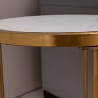 Sinterod kameni okrugli stol sa zlatnim okvirom od nehrđajućeg čelika
