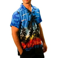 Muška havajska majica kratki rukavi ispisani gumb prema dolje ljetne majice na plaži