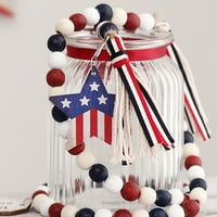 Patriotski dan nezavisnosti drveni perla sa američkom zastavom sa reselom, privezak za zastavu na drva za zastavu za zastavu za 4. juli ukras za ukrašavanje za demonstriranje za dekor za dekor dekora dekora dekora