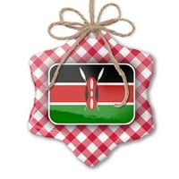 Božićni ukras Kenija zastava Crvena plaid Neonblond