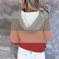 Duksevi za ženski gumb prema dole pulover za crtanje dugih rukava boja blokiranja dukserice sa džepom
