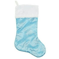Northerlight 20 Bijeli i plavi blistavi snježni pahuljice božićne čarape sa manšetom FAU