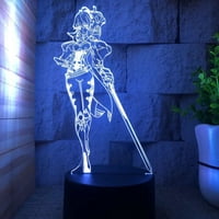 Genshin Itction Jean 3D Illusion LED noćno svjetlo, Boje Stolna svjetiljka za kućni ukras Rođendan Xmas Holiday pokloni za anime obožavatelje djece
