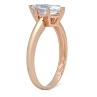 CT Sjajno markize rezano prirodno nebo plavi topaz 14k Rose Gold Solitaire prsten sz 9.5