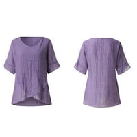 Jjayotai Womens T-majice plus veličina za čišćenje Žene Casual Lotu rukava V-izrez Čvrsta nepravilna