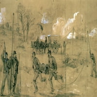 Građanski rat. Vojska telegrafa - postavljanje žice tokom bitke kod povijesti Fredericksburg