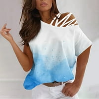 Ženske košulje Ženska modna ležerna temperamentar-vrat širok gradijent tiskani majica s kratkim rukavima
