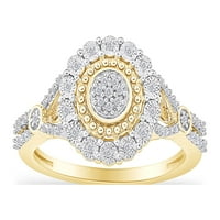 Carat okrugli rez prirodni bijeli dijamantni okvir zadružni prsten za žene u 14K žutom zlatu preko urterinskog