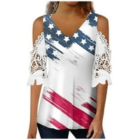 Dnevne košulje za nezavisnost za žene za žene Trendi ljetni imitacija pamuk Ispis od ramena prozračna