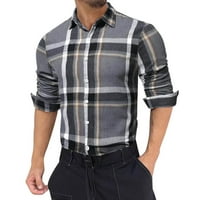 KPOPLK Flannel plaćene majice za muškarce Muške dugme UP Flannel Plaid košulja košulje na vrhu siva, s