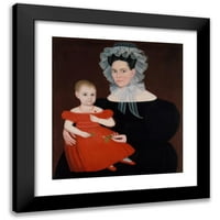 Ammi Phillips Crni moderni uokvireni muzejski umjetnički ispis pod nazivom - gospođa Mayer i kćer
