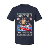 Divlji Bobby Santa surfanje Jingle Bells Božićne bubreke ružni božićni džemper Muškarci Grafički tee,
