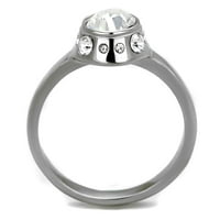 TK - visoki polirani prsten od nehrđajućeg čelika sa gornjim klasom kristal u jasnom veličini 6