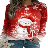 Sutnice žene ružne božićne duksere s dugim rukavima Crewneck pulover vrhove Vintage Elk Print Funny grafička b bluza