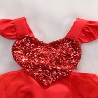 Avodova Valentinovo Dejdler Newborn Baby Girls Heart Romper Cute Sequins Ruffles BodySuit Tulle Haljine