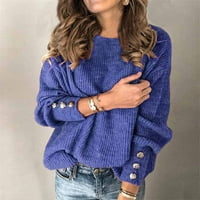 Scyoekwg Jesen i zimski džemperi dugih rukava za žene Casual okrugli izrez Pulover pulover toplo džemper