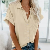 Delovi Summer Clearence Ženske košulje s kratkim rukavima V izrez Kauzalni gumb Solidna bluza Majica Ljetni vrhovi