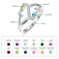 Sterling srebrni personalizirani majčini prstenovi s simuliranim rodnim kamenima prilagođenim imenima prstenovi