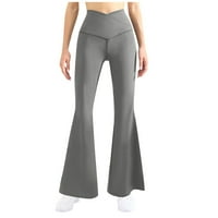 Flare joga hlače za žene, bootcut visokog struka crne crossover gamaše