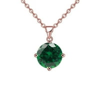 BODJOUR nakit 18k Rose Gold Carat stvoren smaragdno okruglo ogrlica s privjeskom