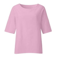 Kompletna pamučna posteljina gornja bluza Žene Ljeto SOLD Color Crew vrat lak za ruke majica Ležerne