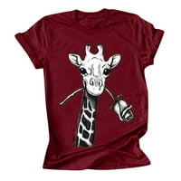 Plus veličina Ženska kratki rukav 3D životinjski tiskani vrhovi The Tee majica Bluza Žene Žirafe Životinjsko