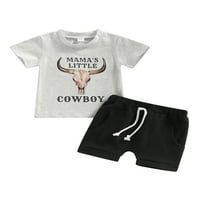 Ljeto TODDLER novorođene dječake Setovi odjeće 0-3Y kravlje slovo tiskane majice kratkih rukava + kratke