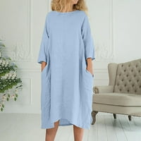 XYSAQA haljine maturalne haljine za žene modne ženske ležerne velike veličine okrugli džep s okruglim