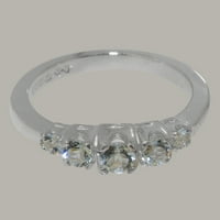 Britanci napravio 14k bijeli zlatni prsten sa prirodnim prstenom za akvamarine ženske opseg - Opcije veličine - Veličina 7.25