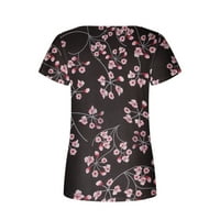 Ecqkame Womens Ljeto T Majice Čišćenje Ženska moda Udoban casual Square Scrat Short Short Print Top Bluza M