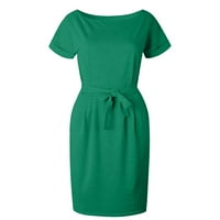 Huaiai haljine za žene Ženske casual džep ljetne dame kratka rukava večernja haljina plus veličina haljina zelena xxl