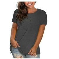 Ženska moda Plus size Solid Boja O-izrez Labavi majica kratkih rukava Tunic Tee Pulover Loop Fit Tops bluza Skraćene majice za žene I14