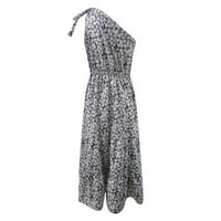 B91XZ vintage haljina za žene Ženska ljetna cvjetna haljina jedna ramena rukavica bez rukava ruffled