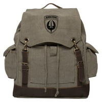 Zračni nosač vintage platna ruksak ruksak sa kožnim trakama, maslinama i crnom bojom