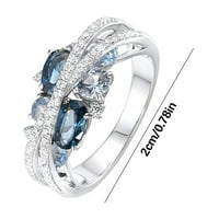 Ženska modna leptir dijamant modni kreativni ženski prsten u obliku srca, plavi nakit, nakit