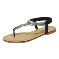 Sandale za žene ravne perle Ljeto Boho cipele Udobne cipele Otvoreni nožni elastični gležnjače sandale