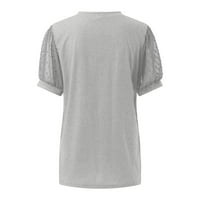 Qcmgmg ljetne bluze za žene V izrez kratkih rukava s majicama pune boje, ležerna švicarska točka lisnata