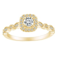 Carat Okrugli bijeli prirodni dijamantski okvir Okvir vintage zaručnički prsten u 14K čvrsti žuto zlatni