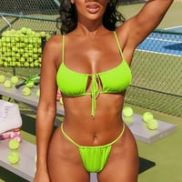 Ženska modna seksi Split Bikini čipkasto-up erotski donje rublje zelena