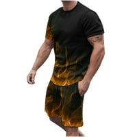 Odeerbi Muška majica kratka set Casual Beach Print kratkih rukava okruglih majica za izreze