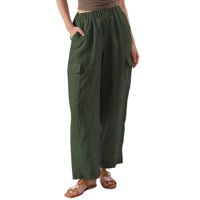 Elastične hlače sa visokim strukom s tipkama sa džepovima Casual Labavi moda Vanjske pantalone u punoj