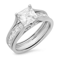 2. CT Princess Clear Simulirani dijamantski dragulj Real 14k bijelo zlato Prilagodljivo laserski graviranje vječno jedinstveno umjetnost deco izjava o oblicima vjenčanja Angažman za brisanje modernog prstena set 4